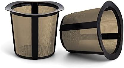 Fino Gold Mesh Coffee Pod Filters, For Single-Serve Coffee Pod Compatible Systems, Set of 2
