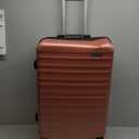 Amazon Basics 26" Hardside Medium Checked Luggage, Hardshell Suitcase With Wheels, Expandable For Up to 15% More Space, With Scratch-Resistant Surface, Four Multi-directional Wheels, Rose Gold