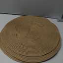 Handmade Boho Placemats Set of 6 - Natural Cotton Burlap and Water Straw Woven Rattan Wicker Braided Combination Table Mats, Macrame Table Decor Farmhouse Bohemian Style for Dining Room Table Kitchen