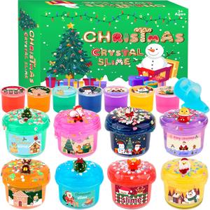 4 Pack Christmas Slime Kit, Funny Jelly Cube Crunchy Slime, Soft & Stretchy, Birthday Gifts for Kids, Christmas Stocking Stuffers, Christmas Party Favors for Girls and Boys