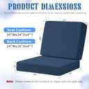 Outdoor Deep Seat Cushion Set, 24 x 24 Inch Waterproof and Fade Resistant Patio Furniture Cushion Backrest with Ties for Patio Couch Sofa and Balcony (Blue, 24x24Inch)