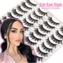 Losha Eyelashes Natural Look Faux Mink Lashes Pack Handmade Fluffy False Eyelashes 14 Pairs Cat Eye Lashes 