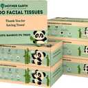 MOTHER EARTH Bamboo Facial Tissue Paper - 4 Ply Tissue Flat Box, Lint-Free, Hypoallergenic, Septic-Safe, Unscented, 60 Sheets per Box, 6-Box Pack, Total 360 Tissues
