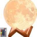 Moon Lamp, 1200mAh Ultra-Long Endurance Night Light, 7.1" 16 Colors LED Moon Light, Remote&Touch Control Room Decor Lamps for Kids Women Gift