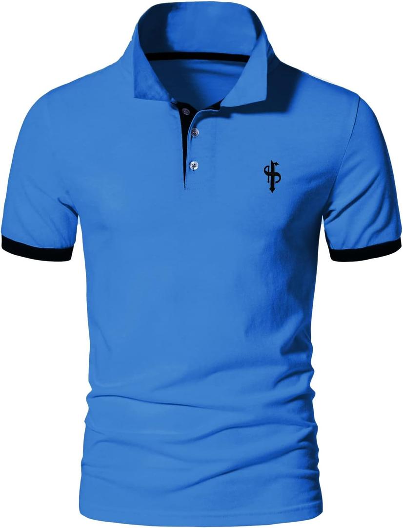 CEHT Mens Polo Shirts Short Sleeve Cotton Golf Polo Shirts for Men Slim Fit Casual Tops (XL)