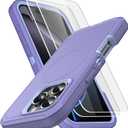 MXX for iPhone 16 Pro Case, Heavy Duty 3-Layer Rugged Cover with Tempered Glass Screen Protector, Shockproof Dustproof Anti-Drop Full Body Protection (6.3")  Light Purple