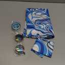 70s Hippie Dress Costumes Necklace Earrings Sunglass Women Disco Outfit, 60s Party Costume, Halloween Retro Dresses (Medium, Blue)