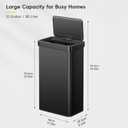 EKO Nova Sensor Trash Can, 21 Gallon/80 Liter Stainless Steel Rectangular Touchless Motion Sensor Trash Can, Matte Black