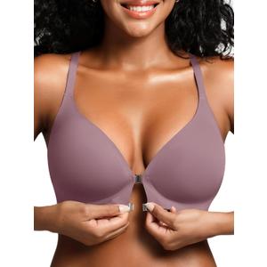 Racerback Bras with Metal Magnetic Front Closure - Wireless for Women No Underwire Seamless Supportive Bralettes (Pink, M)