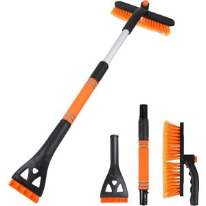 30.7" Snow Brush and Ice Scrapers for Car Windshield Detachable Snow Scrapers with Foam Grip 360° rotatable for Cars, Trucks, SUVs 1Pcs Orange