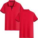 Golf Polo Shirts for Men Short Sleeve Quick Dry Performance Moisture Wicking (Red, S)