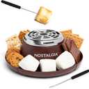 Nostalgia Tabletop Indoor Electric S'mores Maker - Smores Kit With Marshmallow Roasting Sticks and 4 Trays for Graham Crackers, Chocolate, and Marshmallows - Movie Night Supplies - Brown