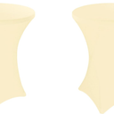 2 Pack 32x43 Inch Cocktail Table Cover Spandex Stretch Square Corners Tablecloth, Beige Cocktail Round Table Cloth, Fitted High Top Table for Bar, Weddings, Birthday, Banquet, Party (Beige)