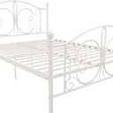 DHP Bombay Metal Platform Bed with Parisian Style Headboard and Footboard, Adjustable Base Height for Underbed Storage, No Box Spring Needed, Full, White
