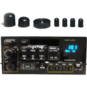 Chevy and GM Radio Control Knob Set - 7 Knob Set for Select GM Vehicles | Volume - Power, SCV, Tune, Fade, Balance, Bass, Treble | Fix Broken GM Radio Knob Universal