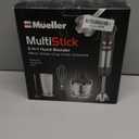 Mueller Multistick 5-in-1 Immersion Blender Handheld, 12 Speed Hand Mixer - Turbo Boost, Heaviest Duty Copper Motor, Titanium Blades Hand Blender, Milk Frother Wand, Whisk, Beaker, Chopper, Grey (Gray)