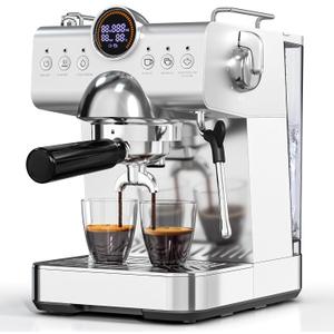 COWSAR Professional Espresso Machine 20-Bar Pressure, Cold Brew & Hot Coffee Maker with Steam Wand, 1.5L Detachable Water Tank, Energy-Saving Auto Sleep Mode, LED Display, Stainless Steel, for Home