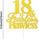 18th Birthday Cake Topper Happy 18th Birthday Party Decorations Gold Glitter 18 & Fearless Flawless Theme Cake Topper 18th Birthday Cake Decor for Girls & Boys