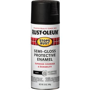 Rust-Oleum 7798830 Stops Rust Spray Paint, 12 oz, Semi-Gloss Black