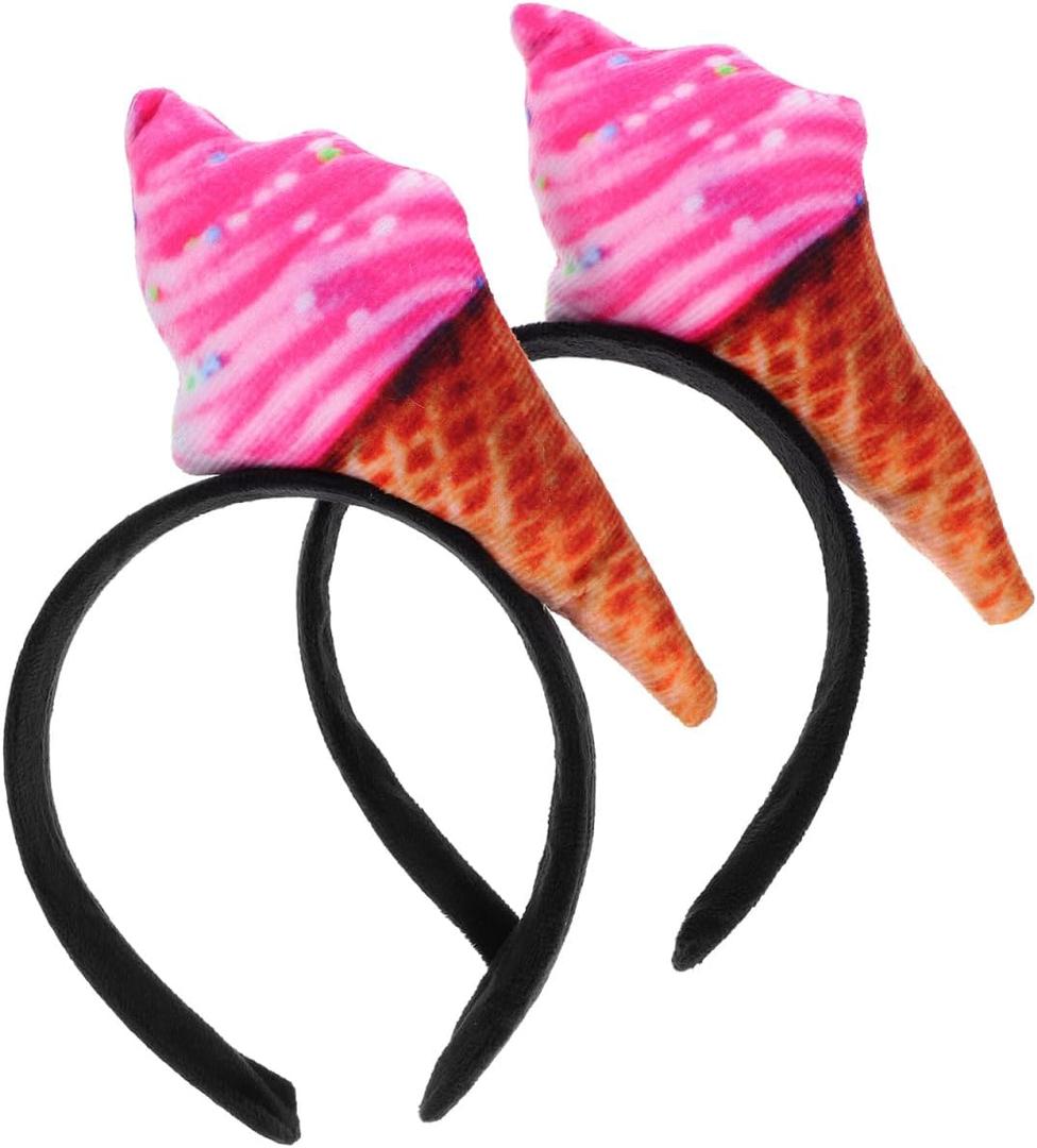 Veemoon 2pcs Ice Cream Headbands for Women Cute Cosplay Hair Accessories for Halloween Parties Fun Dessert-themed Headpieces for Daily Wear and Events