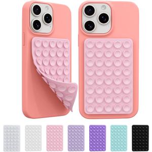 2 Pack Silicone Octo Cup Buddy Sticky Grip Holder for Cellphone, Silicone Suction Cup Phone Case Mount Double Sided, Hands-Free Phone Accessories Strong Grip Holder for Selfie and Video (Light Pink)