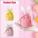 Funtery Easter Bunny Gift Bags Bunny Birthday Decoration Rabbit Ear Velvet Bags with Drawstrings 4.7 x 3.7 Inch Gift Pouches Party Favors for Baby Kid Basket Candy Treat Jewelry, 6 Color(12 Pcs)
