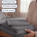 Twin Size 3 Piece Sheet Set - Comfy Breathable & Cooling Sheets - Hotel Luxury Bed Sheets for Women & Men - Deep Pockets, Easy-Fit, Extra Soft & Wrinkle Free Sheets - Dark Grey Oeko-Tex Bed Sheet Set