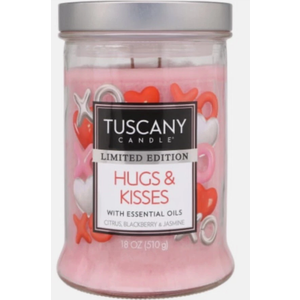 Tuscany Limited Edition Scented Jar Candle - Hugs & Kisses- 18 ounces