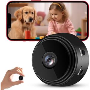 1080P Hidden Camera Spy Camera WiFi, Mini Nanny Cam with Night Vision, Motion Detection, Small Wireless Home Security Surveillance Cam for Indoor, Pet, Baby, Nanny Monitoring (Black)