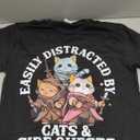 Black T-shirt with cat's print Large