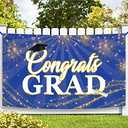 KatchOn, XtraLarge Congrats Grad Banner - 72x44 Inch, Graduation Banner | Congratulations Backdrop | Blue and White Backdrop | Graduation Decorations 2025