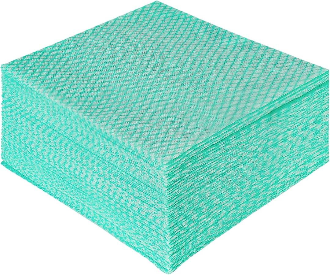 JEBBLAS Disposable Dish Towels and Cloths, Reusable Wipes, 50 Count/Pack, Green