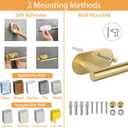 TocTen Self Adhesive Bathroom Towel Bar, Stick Towel Rack for Bathroom, Rustproof Stainless Steel Bath Towel Holder No Damage, Easy to Install Drill Free Towel Rod for Bathroom (Brushed Gold, 16 Inch)