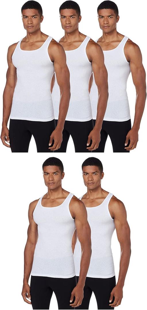 Hanes Men's 5-Pack ComfortBlend Tank with FreshIQ (X-Large, White)