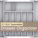 Gray Expandable Utensil Drawer Organizer 2 Pack, Adjustable 13”  Compartment Silverware Organizer for Kitchen Utensils, Spatulas, Cutlery, and Tools, Easy to Clean, Durable, and BPA-Free