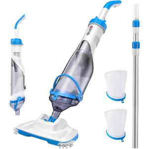 Consciot L2 Pool Vacuum for Above Ground & Inground Pools, Rechargeable Handheld Cleaner with Telescopic Pole, 18.5 GPM Suction, 13.4" Head, 60-Min Runtime, Ideal for Spa & Hot Tub (Blue & White)