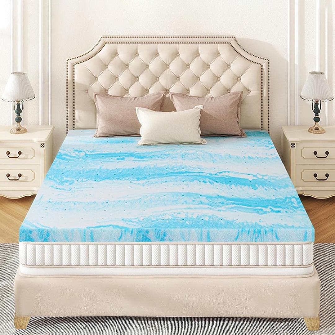 Mattress Topper Twin - 2 Inch Memory Foam Mattress Topper Cooling Gel Infusion CertiPUR Certified