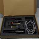 Cobbe Waterfall Bathroom Faucets 3 Hole, Matte Black Bathroom Sink Faucet Square 4 Inch Centerset with Pop-Up Drain, 2 Handle and 2 Supply Hoses, Lead-Free Stainless Steel for Vanity Sink Rv