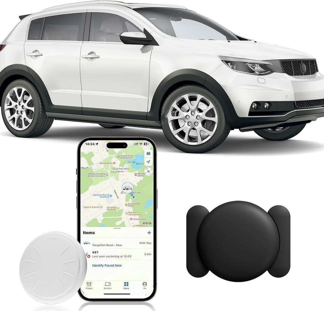 Vehicle GPS Tracker,No Subscription Car Tracker Works with Apple Find My App(iOS Only),Real-Time Monitoring Hidden Tracking Device for Car,Van,Motorbike,Caravan,Motorcycle (Black,1PCS)