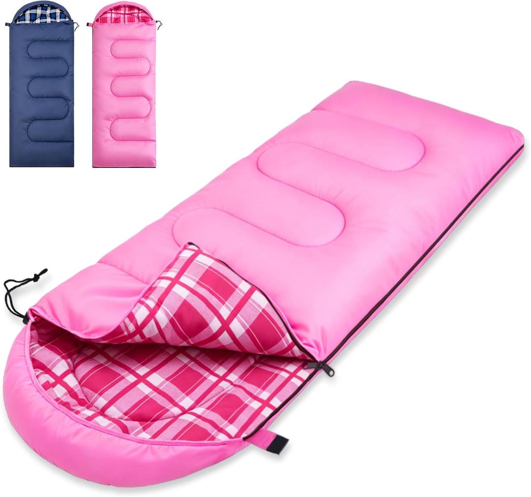Uniqwamer 0 Degree Cotton Flannel Sleeping Bag for Adults Kids - 4 Seasons Cold & Warm Weather Lightweight Waterproof Camping Sleeping Bags for Traveling Hiking Camping, 86.6" x 31.5"