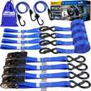 Ratchet Straps Heavy Duty, Tie Down Straps Ratchet Set, 2200 LB Break Strength, Safety Lock S Hooks, Best for Moving, Securing Cargo, Kayaks, Mountain (4 Pack)