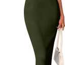 PRETTYGARDEN Women's 2025 Summer Bodycon Maxi Dresses Sleeveless Buttons Knit Spring Elegant Wedding Guest Cocktail Dress (Large, Army Green)