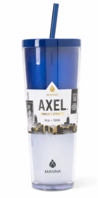 Manna™ Axel™ Plastic Tumbler & Straw Set - Blue