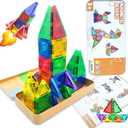 Hqyib Mini Magnetic Tiles Travel Magnetic Tiles, 26 PCS Magnetic Building Blocks Set with Strongest Magnets, Travel Toys Christmas Toy Gift Ages 35 57 48 Boys and Girls