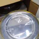 Goodluck 12 Inch Disposable Charger Plates Plastic, 100 Pack Plastic Clear Charger with Gold Rim, Gold Charger Plates for Dinner, Wedding, Party