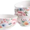 Bico Margret's Garden Cereal Bowls Set of 4, 24 oz Deep Ceramic Soup Bowls for Cereal, Salad, Noodles, Kitchen, Microwave and Dishwasher Safe, Gift for Housewarming and Thanksgiving