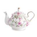 Agyiuns Flower Ceramic Teapot,22oz Porcelain Tea pot for Tea Coffee Milk for Office Home Men Women as Gift (White and big flowers)