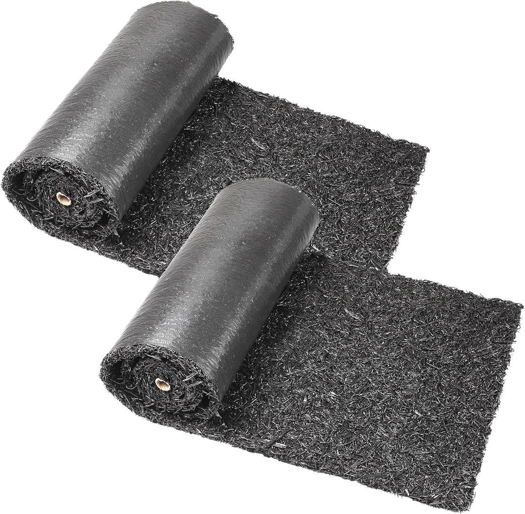 Sekcen Upgraded 2 Pack Rubber Mulch Roll Mat for Landscaping Recycled Rubber Walkway Black Permanent Mulch Pathway Playground 8' x 2'