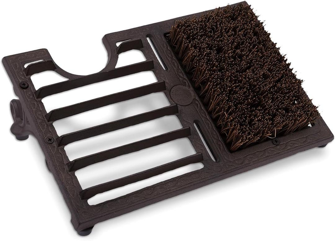 Boot Brush Scraper - Heavy Duty Outdoor Boot Cleaner & Shoe Scraper with Brushes for Clean Mud and Snow at Home, Farm, Stable, Angled Design, Vintage Rustic Shoe Scrapers(Brown)