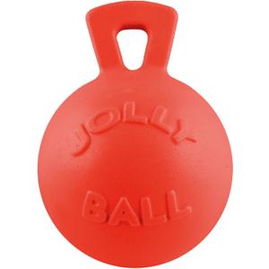 Jolly Pets Tug-n-Toss Heavy Duty Dog Toy Ball with Handle, 4.5 Inches/Small, Orange